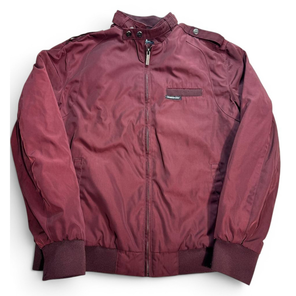 Members Only Men’s Large Burgundy Racer Jacket Lightweight Full Zip Coat